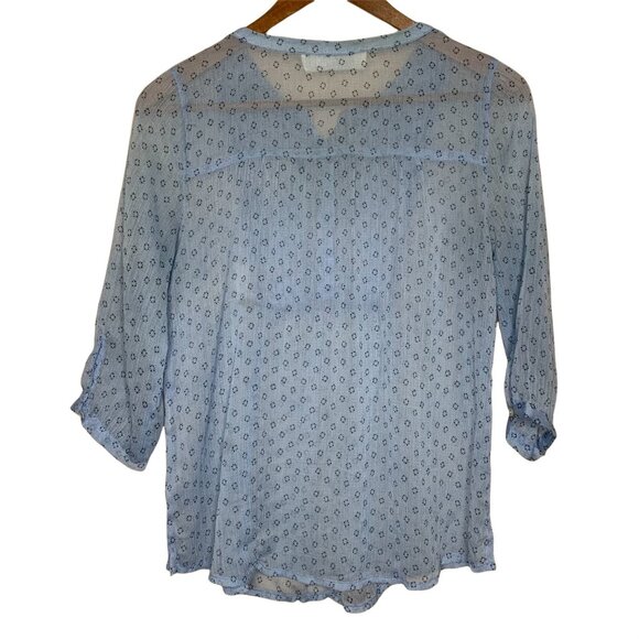 Abercrombie & Fitch Blouse Blue Sheer Mini Floral Print Shirt Womens Size XSmall - Picture 5 of 6